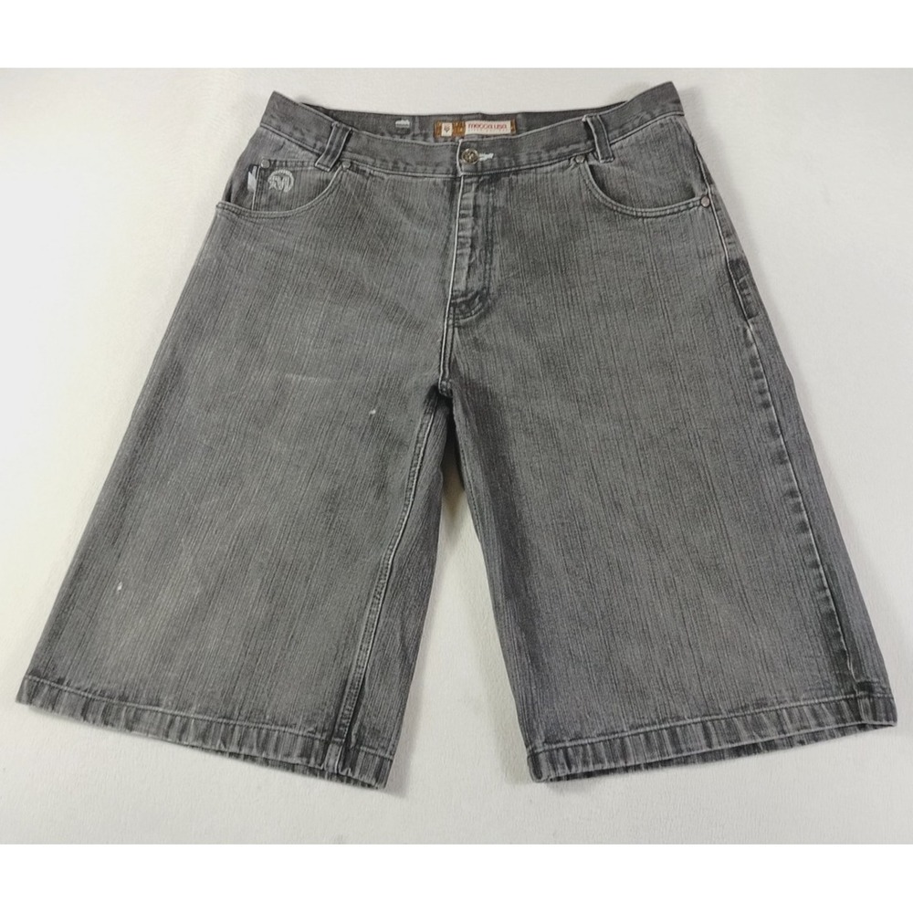 Vintage‎ Mecca USA Shorts Mens 38 Gray Denim Bermuda Baggy Streetwear Y2K Jorts